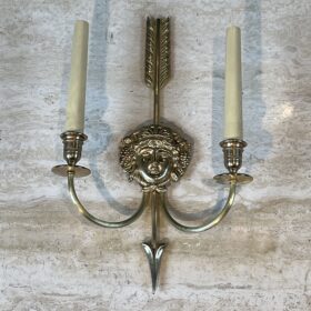 Pair of Lucien Gau Neoclassical Silvered Bronze Wall Sconces
