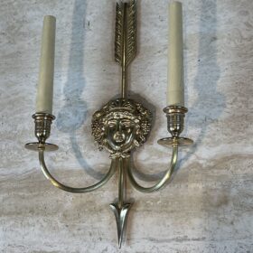 Pair of Lucien Gau Neoclassical Silvered Bronze Wall Sconces