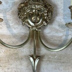 Pair of Lucien Gau Neoclassical Silvered Bronze Wall Sconces - Detail Two - Styylish
