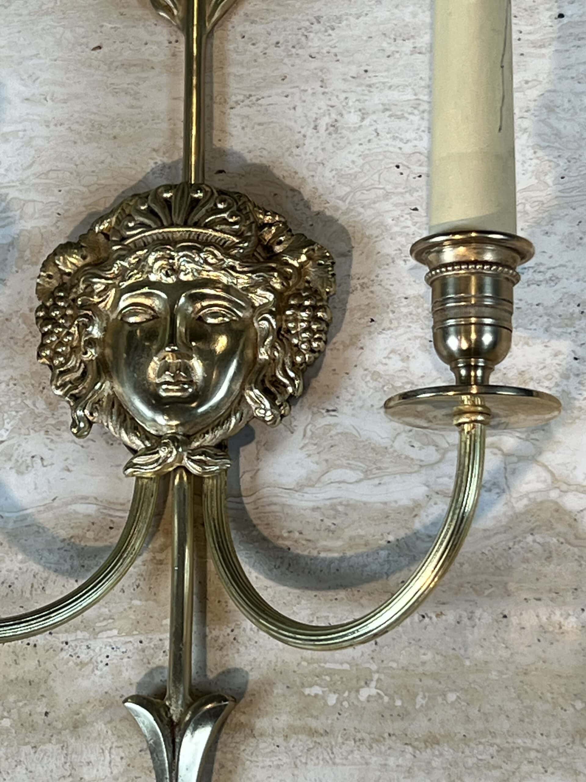 Pair of Lucien Gau Neoclassical Silvered Bronze Wall Sconces - Detail Four - Styylish