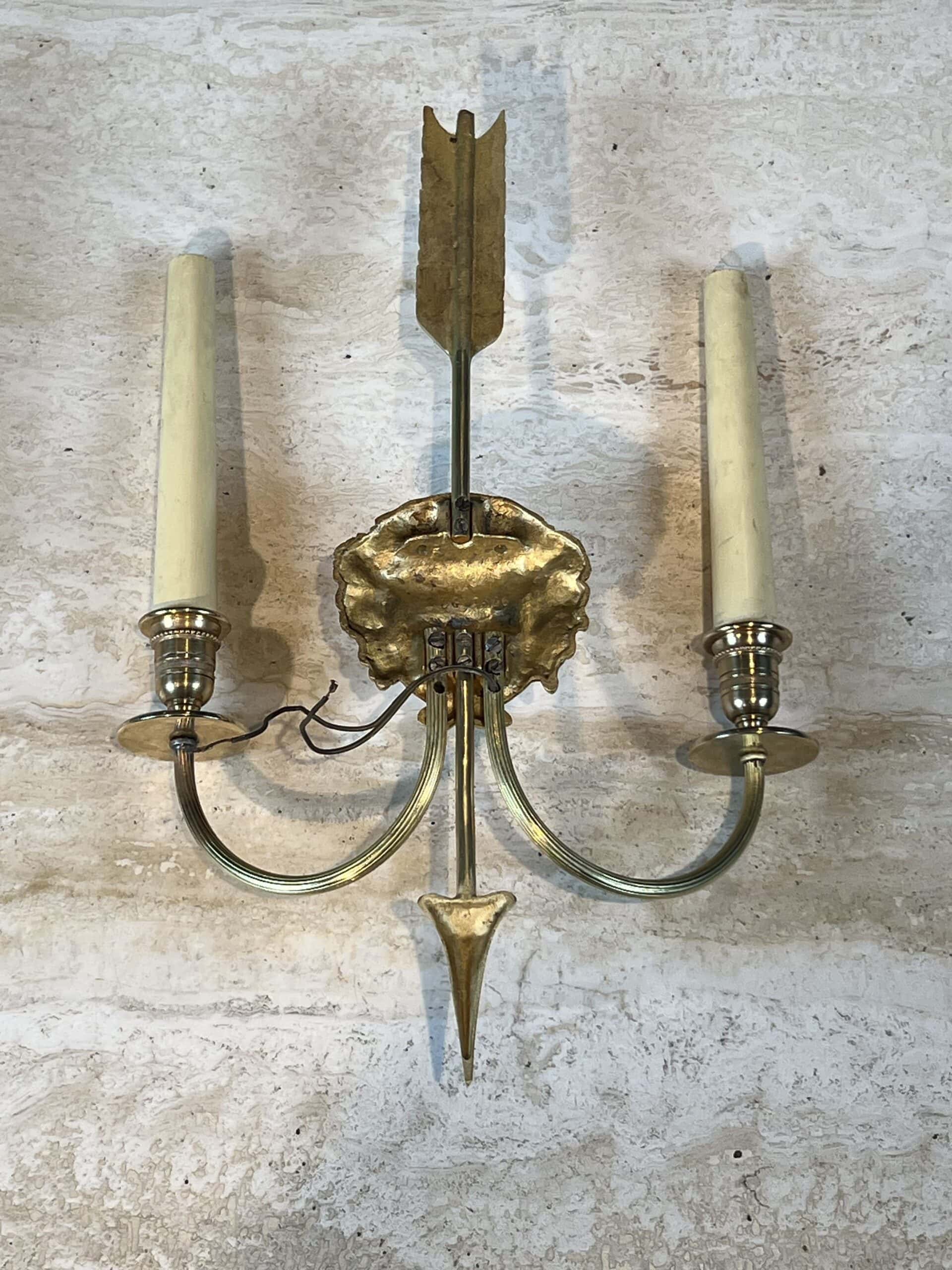 Pair of Lucien Gau Neoclassical Silvered Bronze Wall Sconces - View Six - Styylish