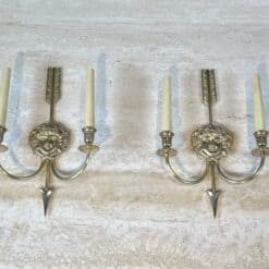 Pair of Lucien Gau Neoclassical Silvered Bronze Wall Sconces - View Seven - Styylish