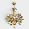Italian Gilt Metal Cage Chandelier with Multicoloured Glass Fruit - Styylish