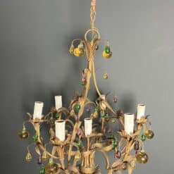 Italian Gilt Metal Cage Chandelier with Multicoloured Glass Fruit - View Two - Styylish