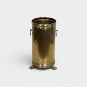 Antique Neoclassical Brass Umbrella Stand with Claw Feet