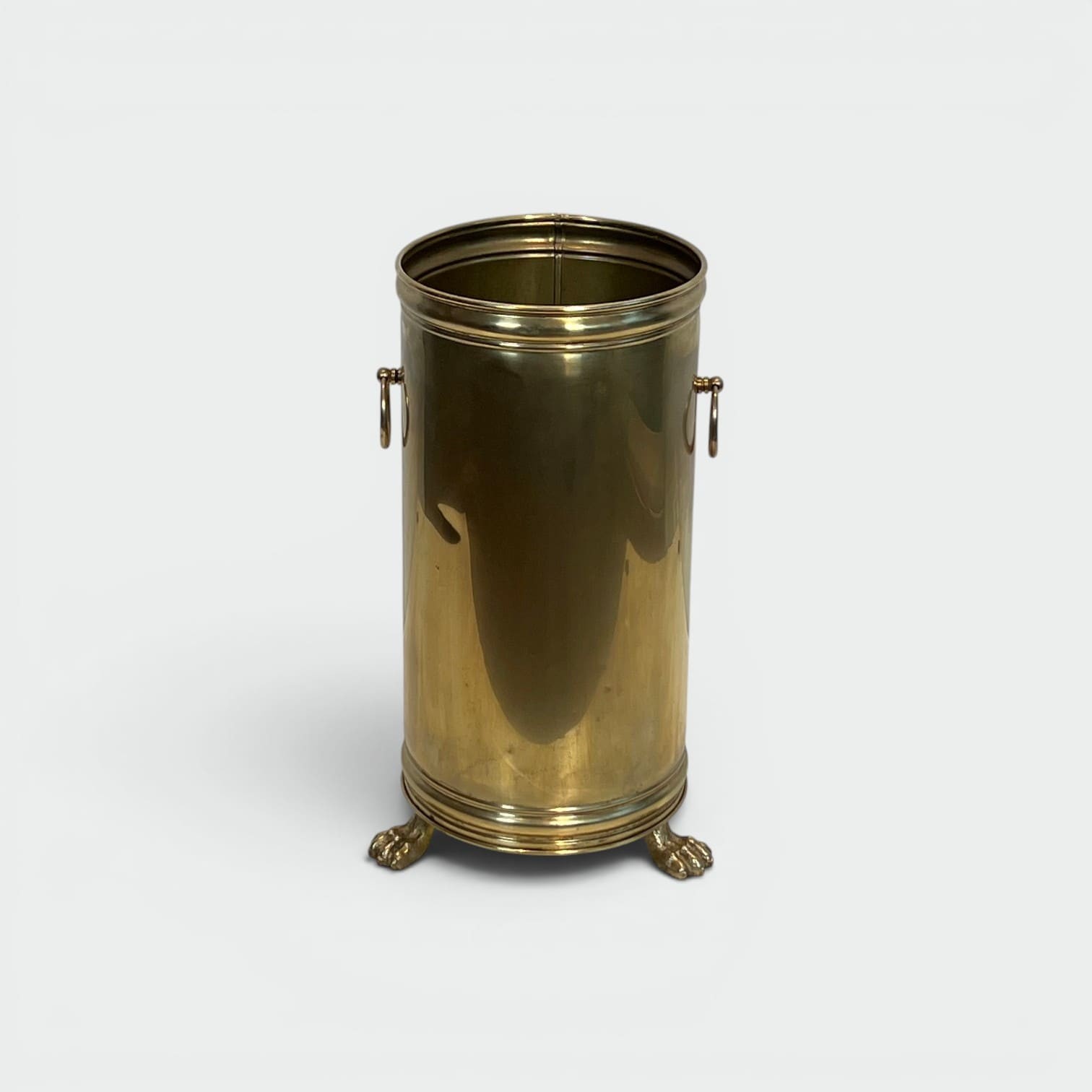 Antique Neoclassical Brass Umbrella Stand with Claw Feet - Styylish