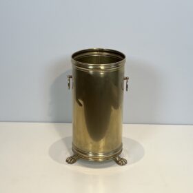 Antique Neoclassical Brass Umbrella Stand with Claw Feet