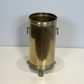 Antique Neoclassical Brass Umbrella Stand with Claw Feet