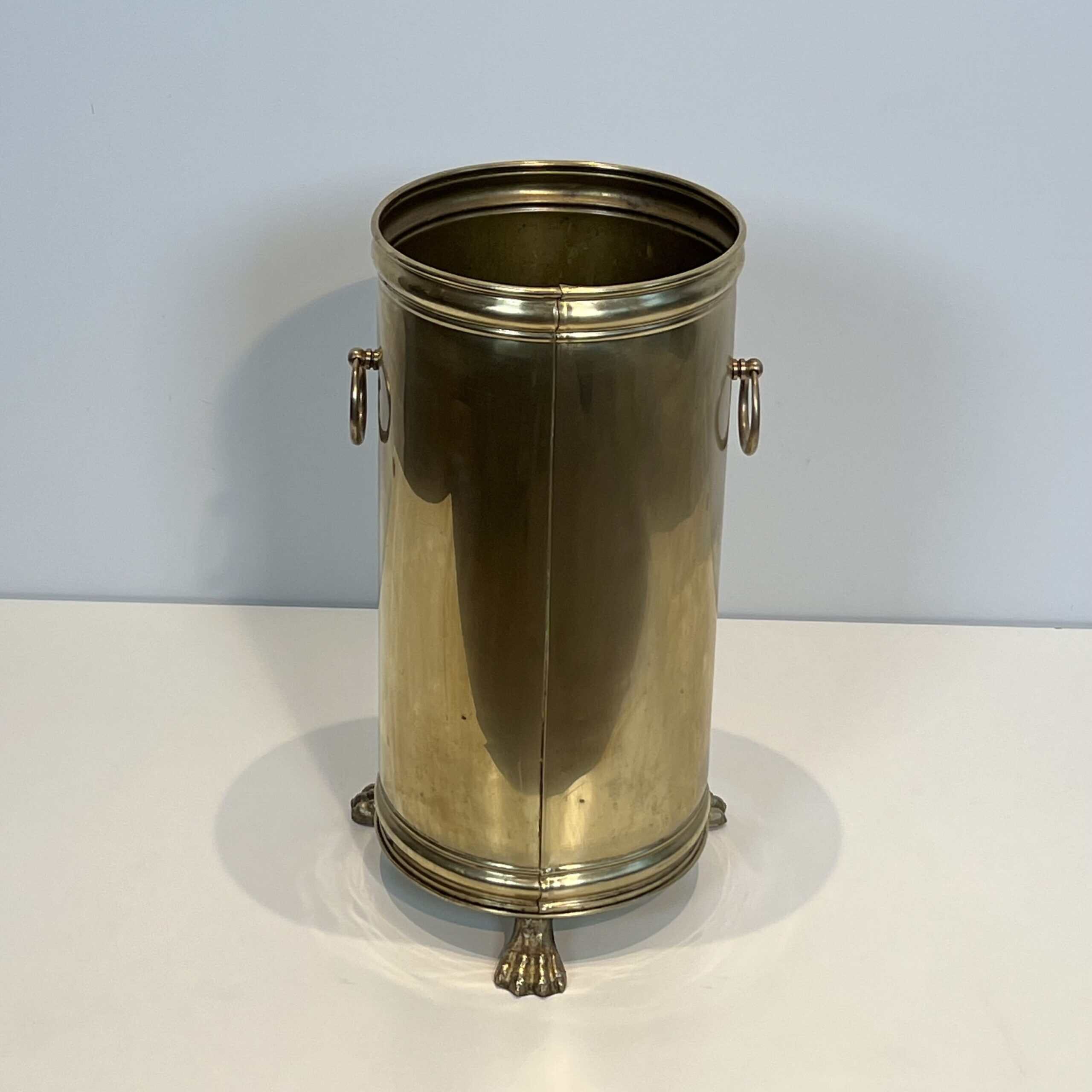 Antique Neoclassical Brass Umbrella Stand with Claw Feet - View Two - Styylish