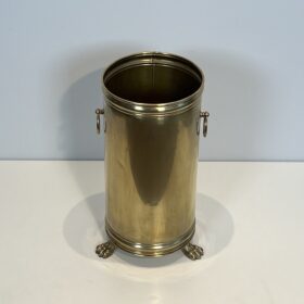 Antique Neoclassical Brass Umbrella Stand with Claw Feet