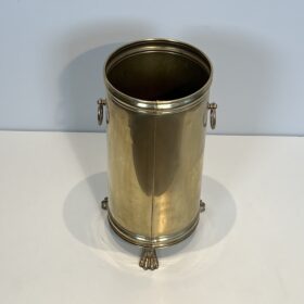 Antique Neoclassical Brass Umbrella Stand with Claw Feet
