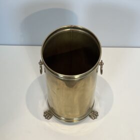 Antique Neoclassical Brass Umbrella Stand with Claw Feet