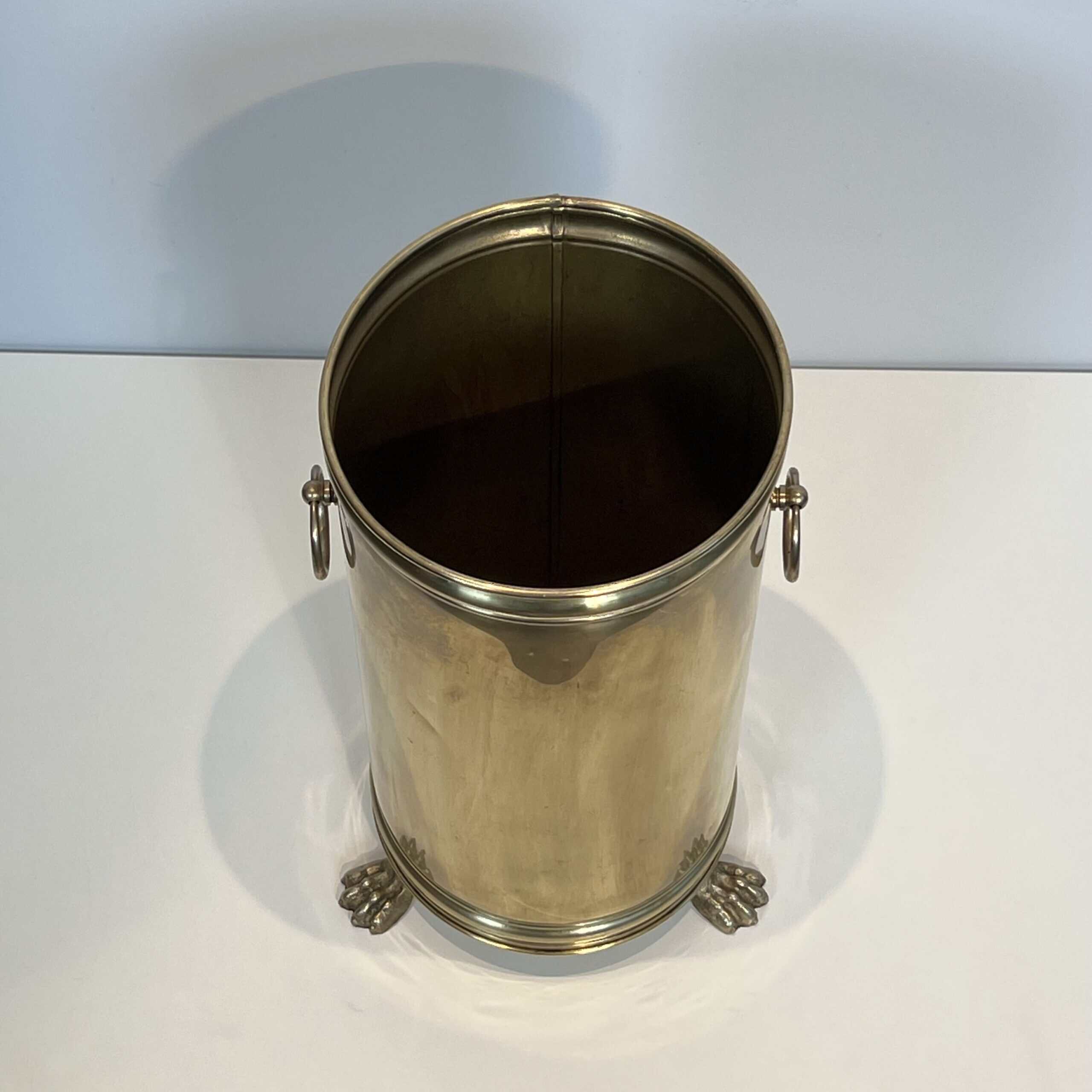 Antique Neoclassical Brass Umbrella Stand with Claw Feet - View Five - Styylish