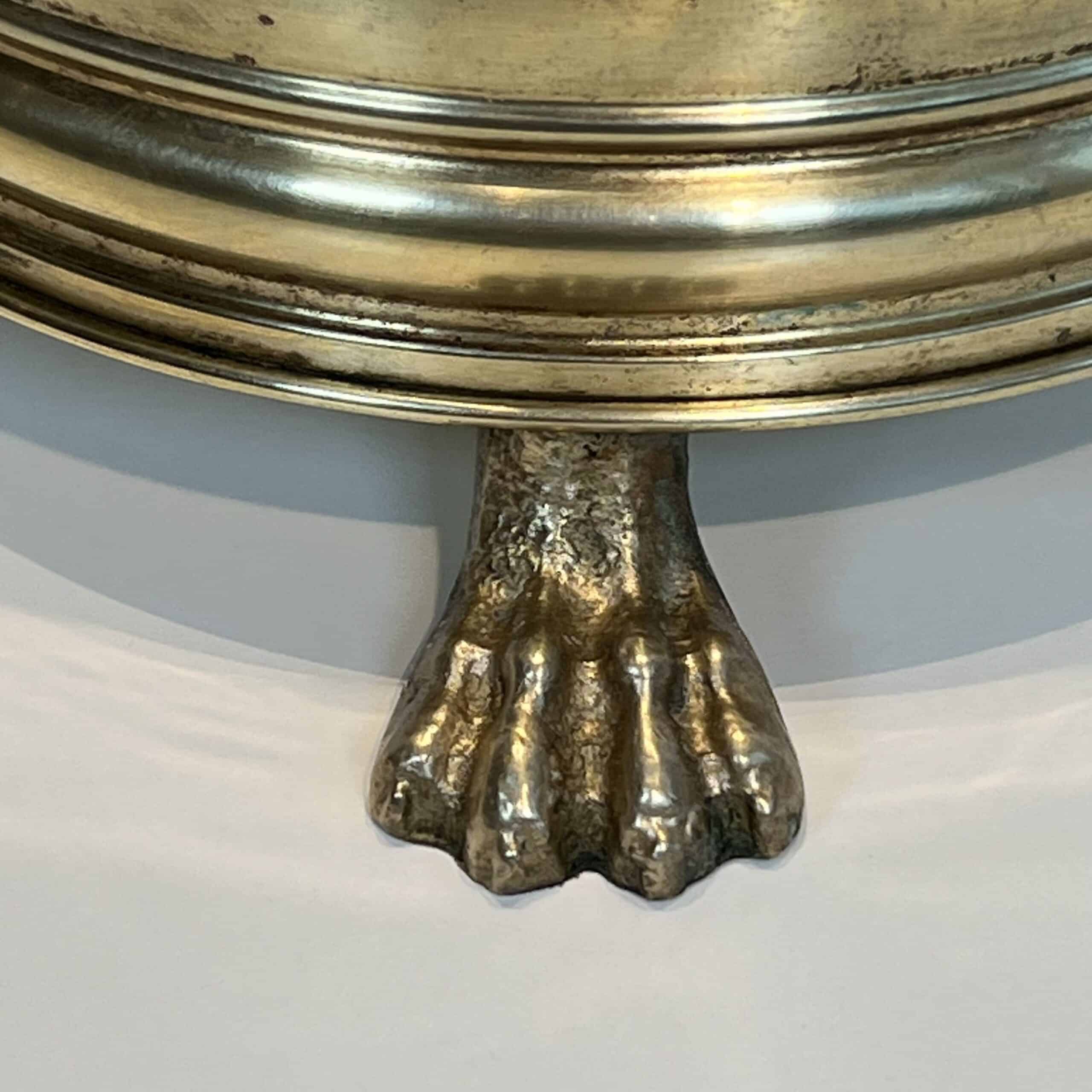 Antique Neoclassical Brass Umbrella Stand with Claw Feet - Detail Two - Styylish