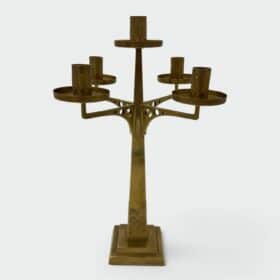 Jugendstil Brass Candelabrum with Five Lights in the Style of Josef Hoffmann