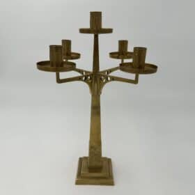 Jugendstil Brass Candelabrum with Five Lights in the Style of Josef Hoffmann