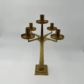 Jugendstil Brass Candelabrum with Five Lights in the Style of Josef Hoffmann