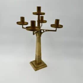 Jugendstil Brass Candelabrum with Five Lights in the Style of Josef Hoffmann