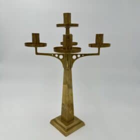 Jugendstil Brass Candelabrum with Five Lights in the Style of Josef Hoffmann