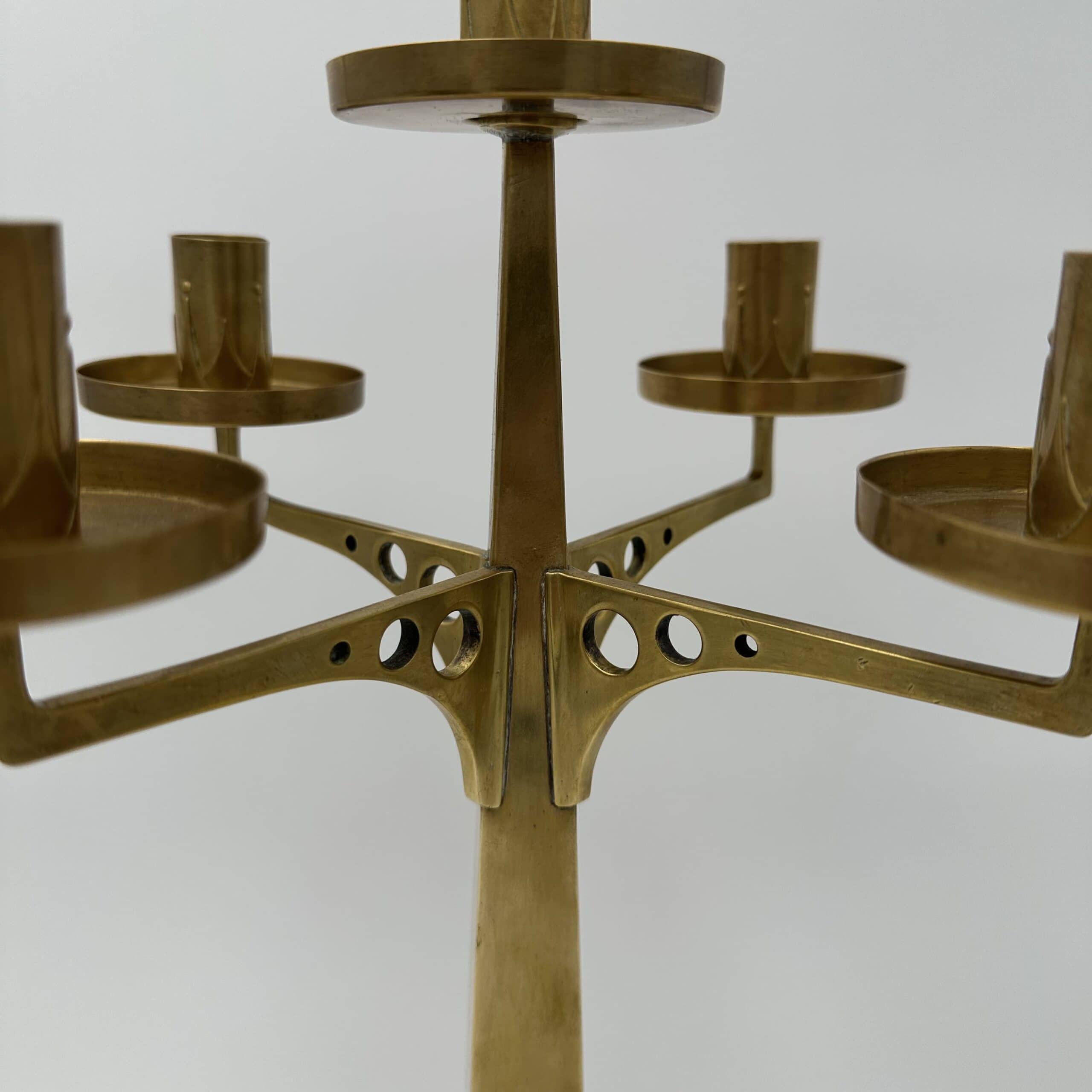 Jugendstil Brass Candelabrum with Five Lights in the Style of Josef Hoffmann - Detail Two - Styylish