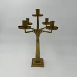 Jugendstil Brass Candelabrum with Five Lights in the Style of Josef Hoffmann - View Eight - Styylish