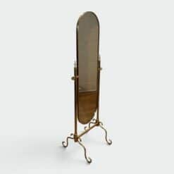 French 1970s Brass Cheval Mirror with Oval Glass - Styylish
