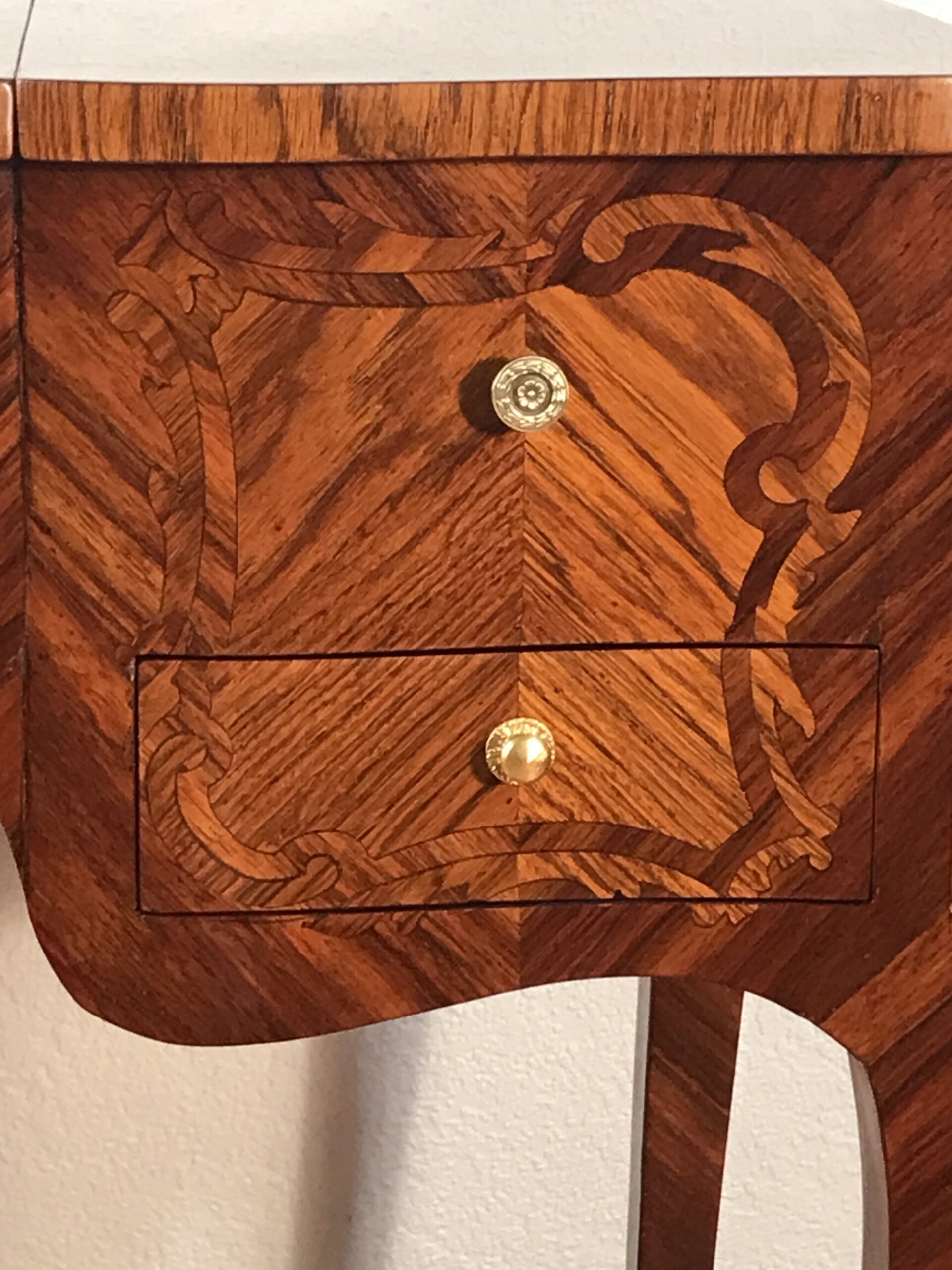 Antique Louis XV Marquetry Dressing Table with Mirror - Image 6