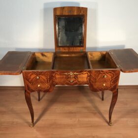 Antique Louis XV Marquetry Dressing Table with Mirror