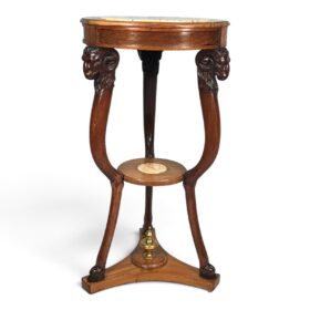 French Directoire Gueridon Side Table with Carved Ram Heads, circa 1800