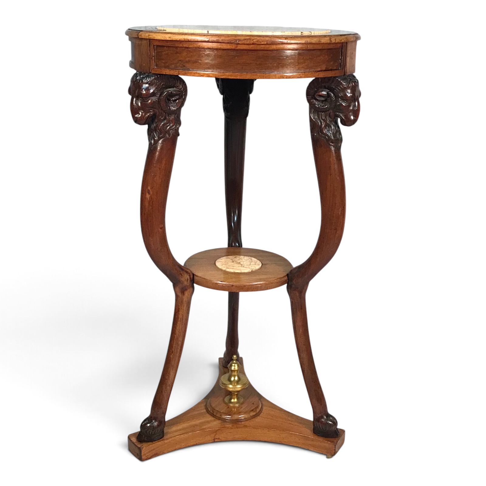 French Directoire Gueridon Side Table with Carved Ram Heads- Styylish