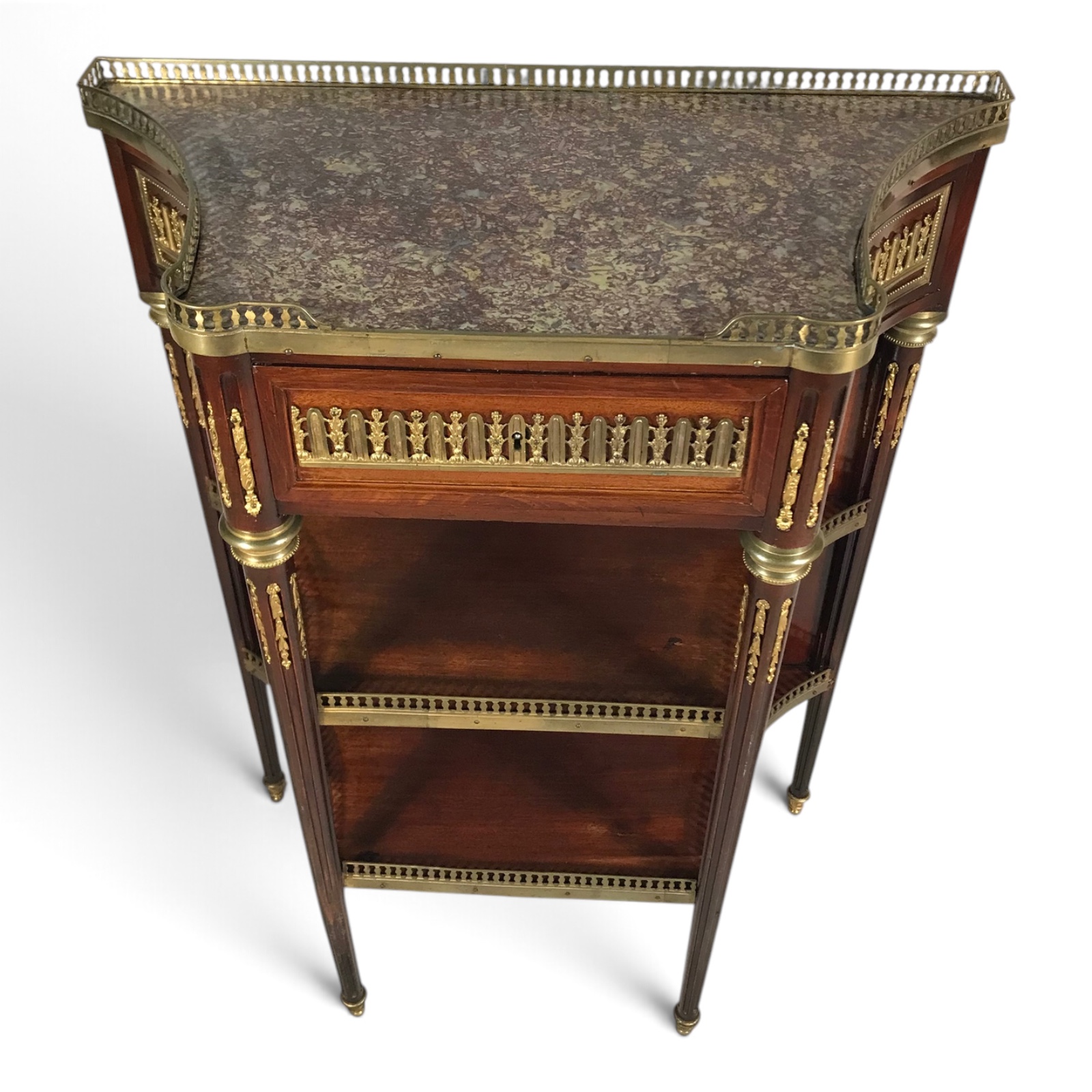 French Louis XVI Style Mahogany Étagère with Marble Top and Gilt-Bronze Mounts - Image 2