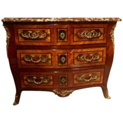 French Louis XV Marquetry Commode with Marble Top- Styylish