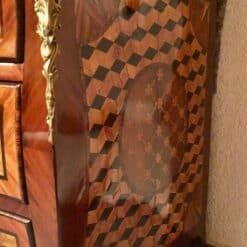 French Louis XV Marquetry Commode with Marble Top- side view- Styylish